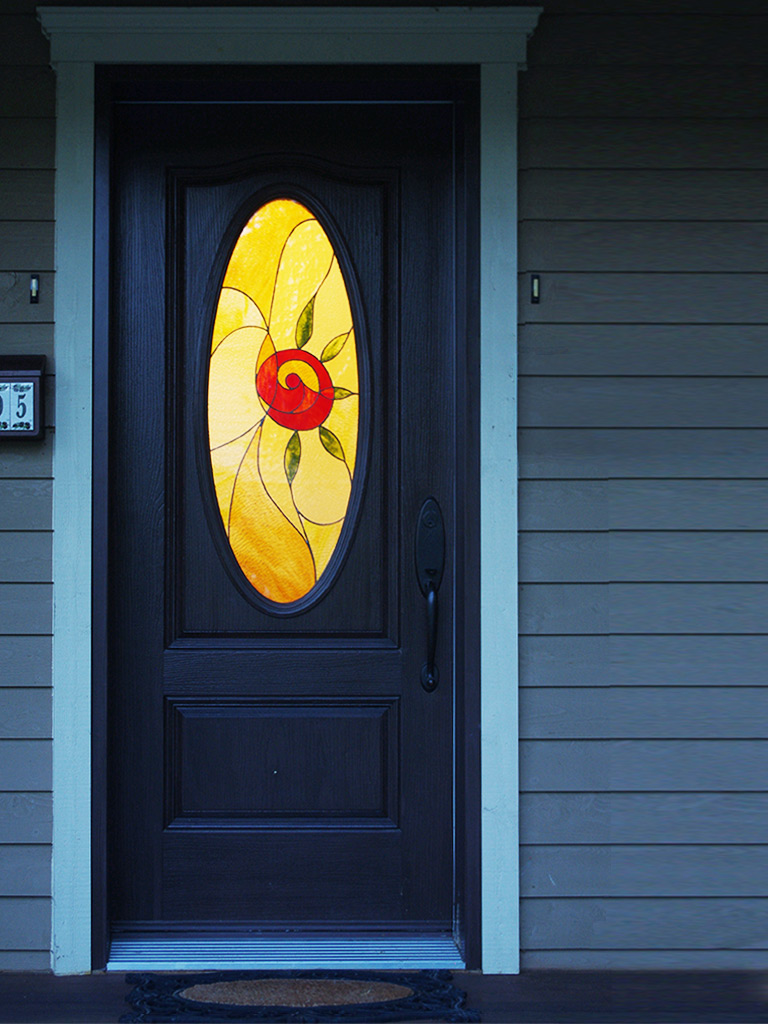 Le lien - Lyne Noiseux, vitrail de porte