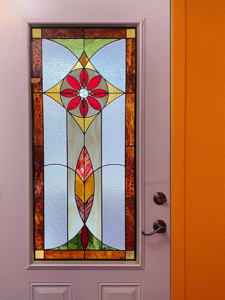 Le pilier - Lyne Noiseux, vitrail de porte