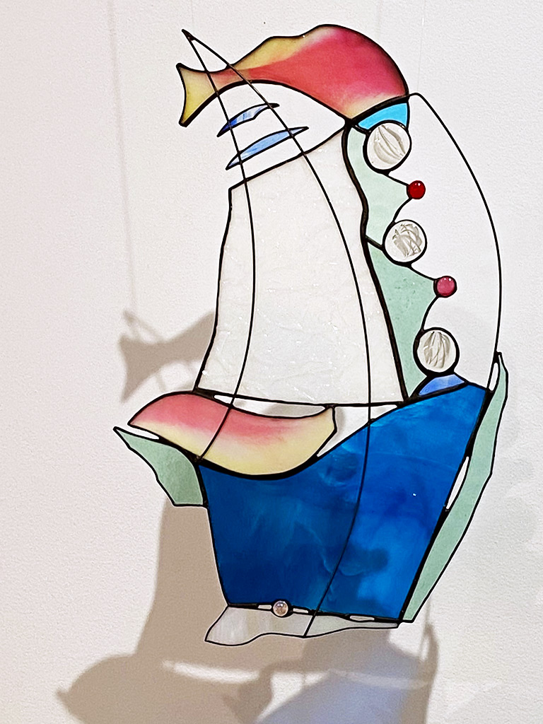 Déesses Hawaï no4 Eau - Lyne Noiseux, vitrail