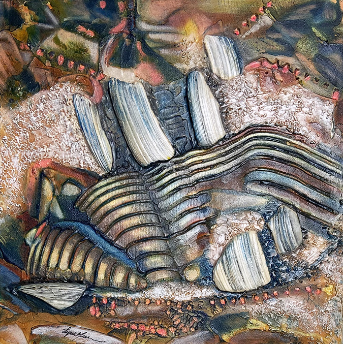 Dans le courant - Lyne Noiseux, tableau bas relief