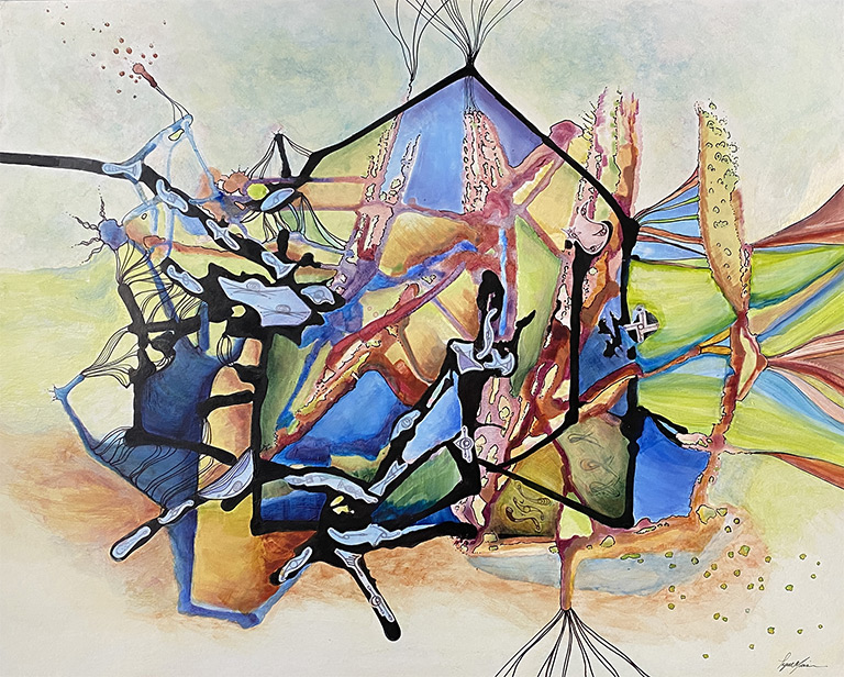 La maison iv - Lyne Noiseux, tableau technique mixte