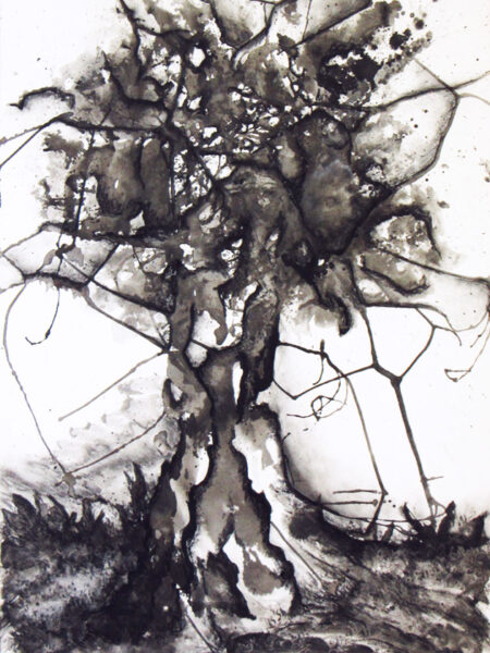 L'arbre foudroyé - Lyne Noiseux, tableau technique mixte