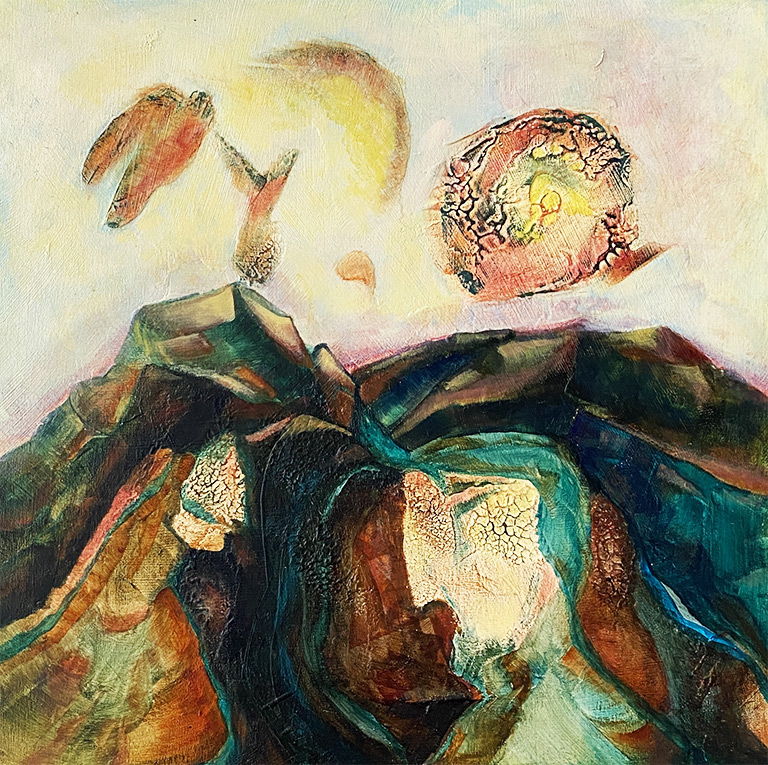 La création du double - Lyne Noiseux, tableau technique mixte