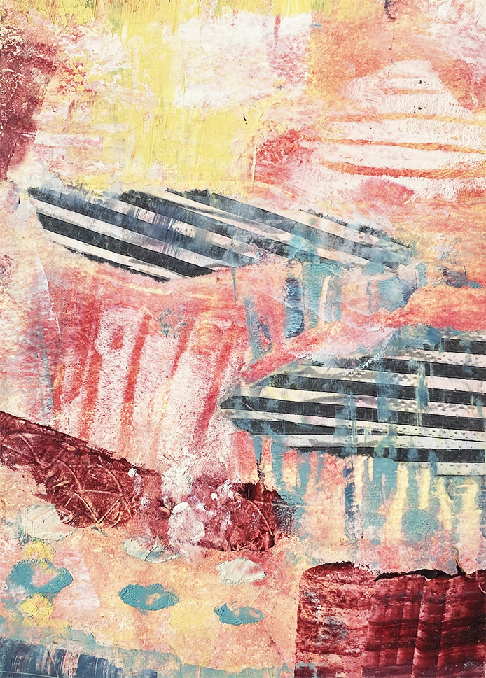 Émergences rayées - Lyne Noiseux, tableau technique mixte